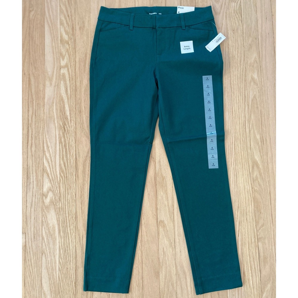 NWT Old Navy Sz 4 Pixie Ankle Chino Pants Hunter Green Classic Basics Essentials